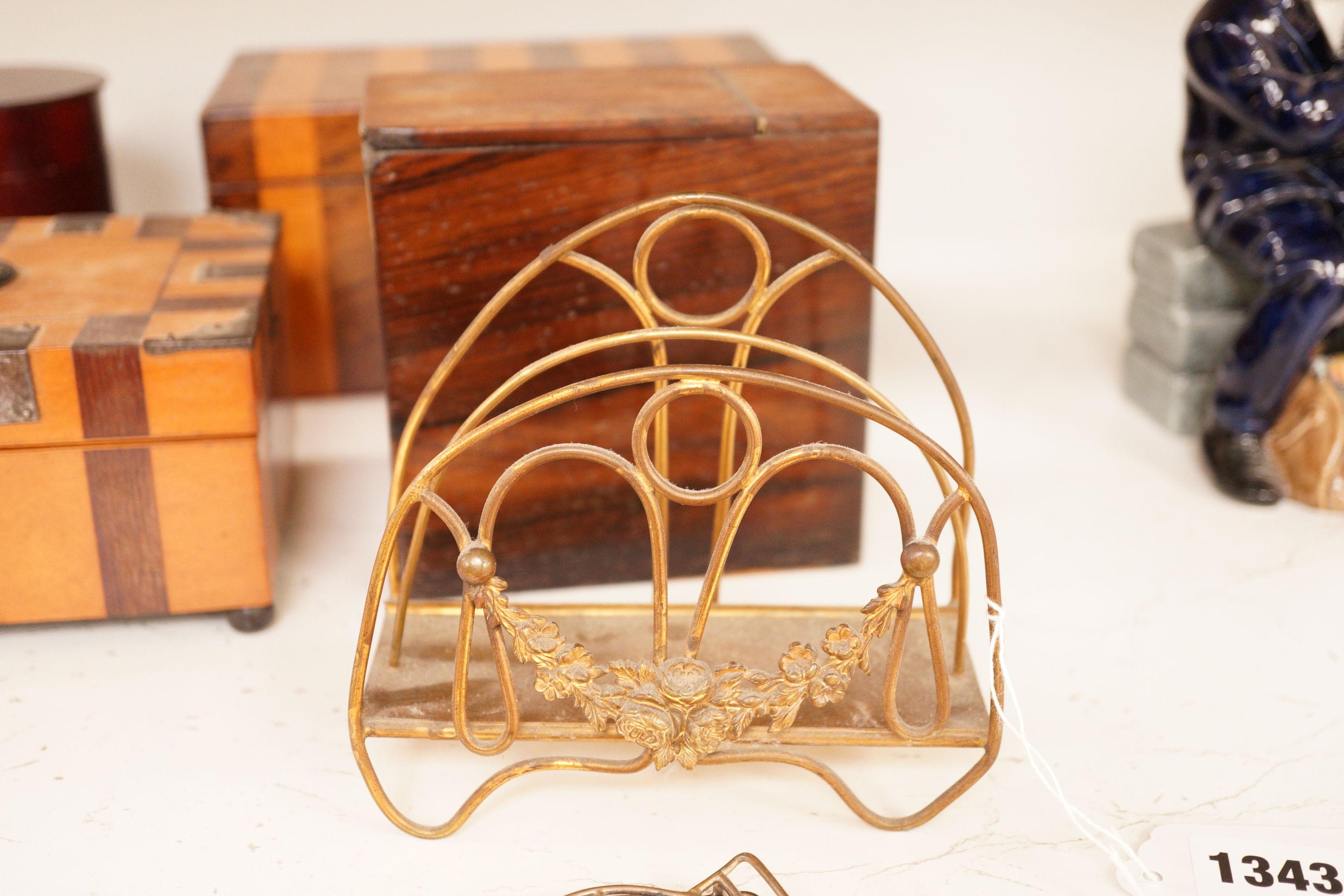 A group of 19th century boxes, a mounted Paper clip, etc.